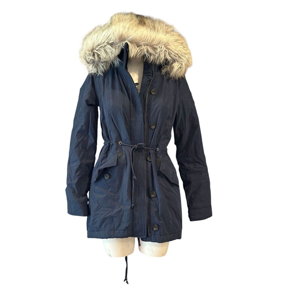 Y2K Abercrombie and Fitch NWT Military Style Jacket S Vintage Fur Trim . NWT ! - Picture 2 of 16